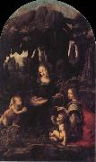 Leonardo  Da Vinci The Virgin of the Rocks oil